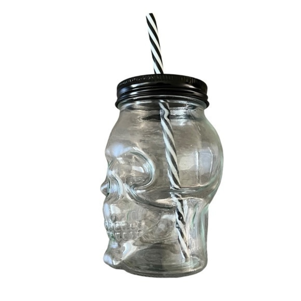 Spooky Sipping Skull Mason Jar Mug Glass
Tumblers Cover & Straw Halloween Decor